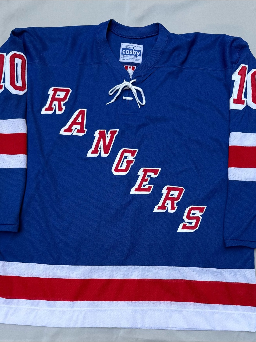 Vintage 1980 McCARTHY Rangers Royal Blue Hockey Jersey with Red & White Tag